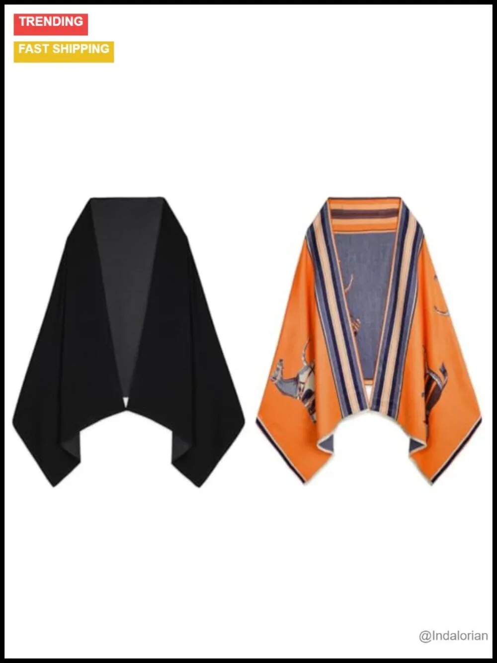 Luxury Cashmere Blend Pashmina Scarf Shawl Wrap - Reversible Poncho Cape for